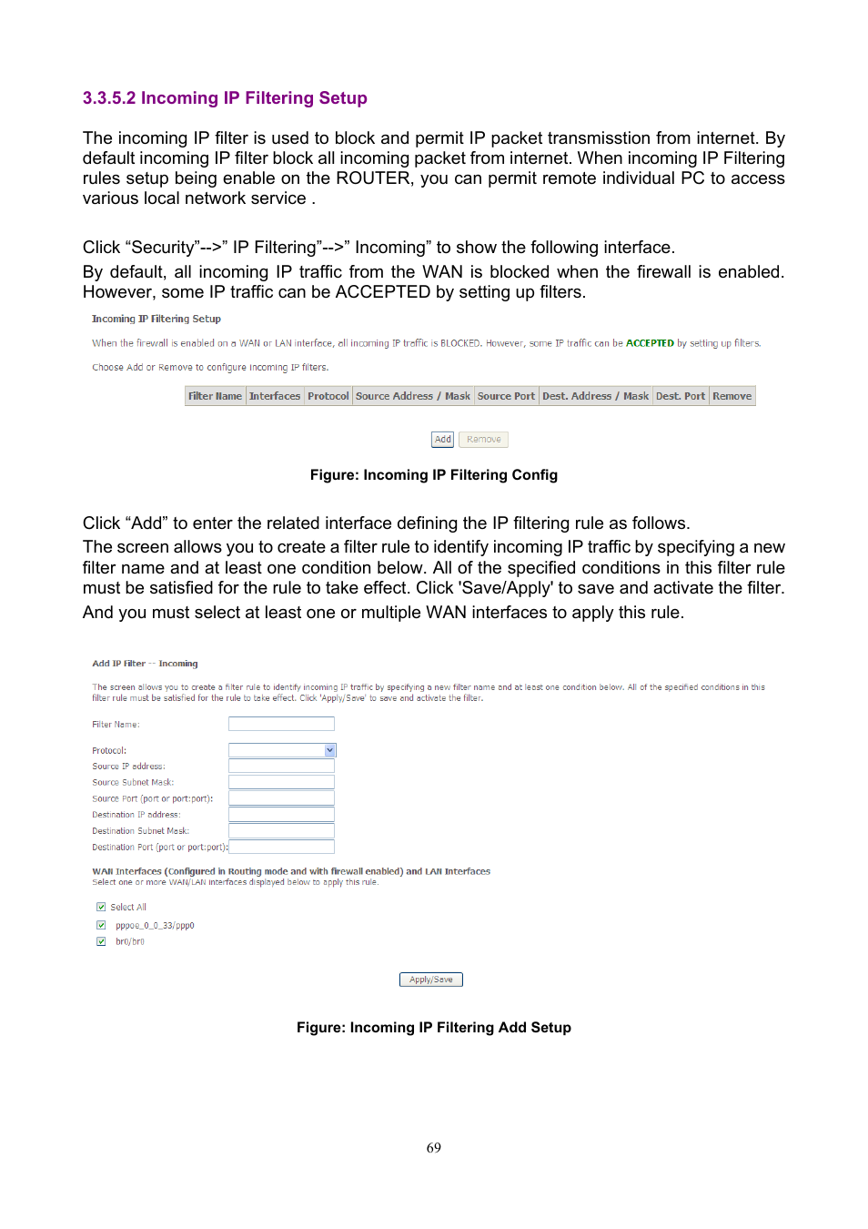 2 incoming ip filtering setup | PLANET ADN-4000 User Manual | Page 69 / 118