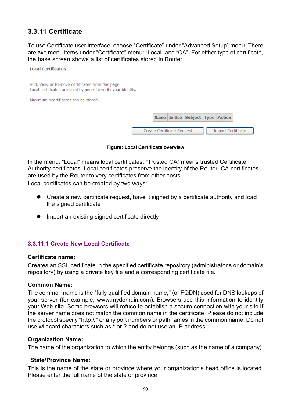 11 certificate, 1 create new local certificate | PLANET ADN-4000 User Manual | Page 90 / 118