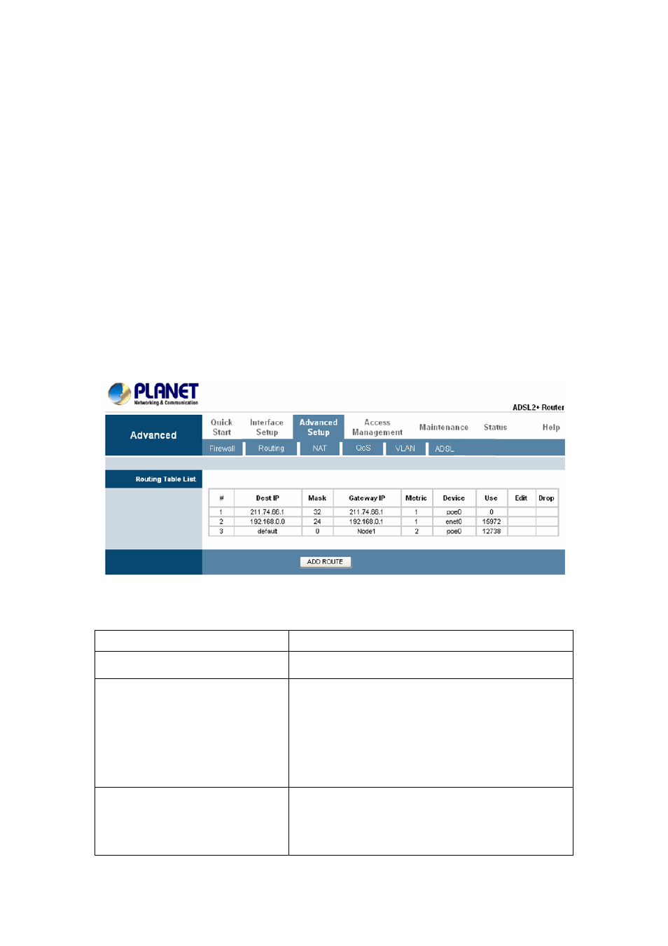 2 routing, 1 static routing | PLANET ADN-4000 User Manual | Page 44 / 91