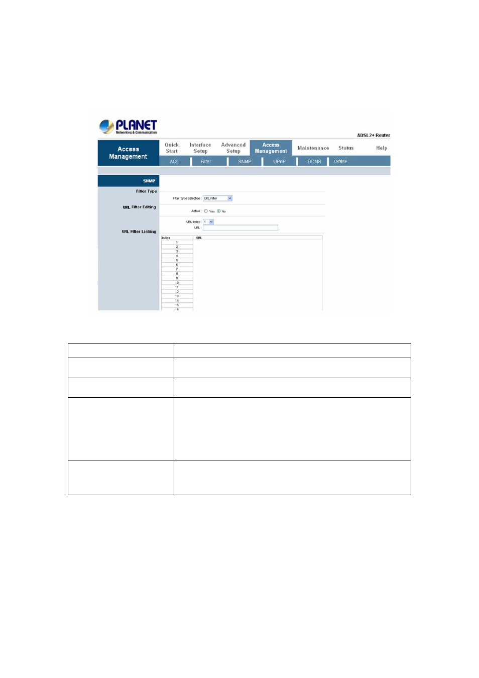 3 url filter, 3 snmp | PLANET ADN-4000 User Manual | Page 70 / 91