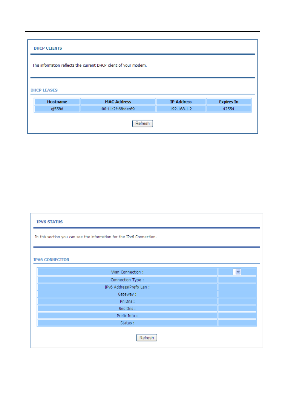 3 dhcp clients, 4 ipv6 status, Ipv6 status | PLANET ADN-4100 User Manual | Page 108 / 115