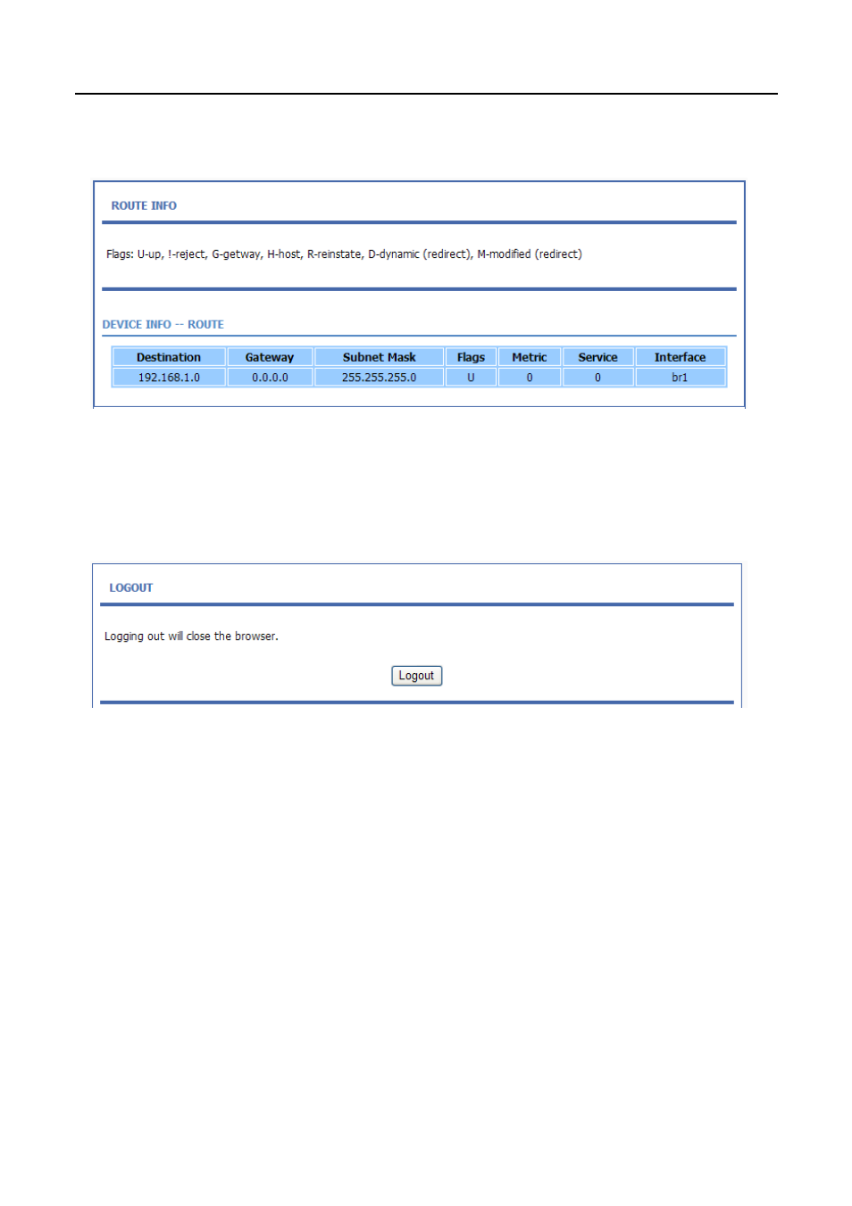 7 route information, 8 logout, Route information | Logout | PLANET ADN-4100 User Manual | Page 111 / 115