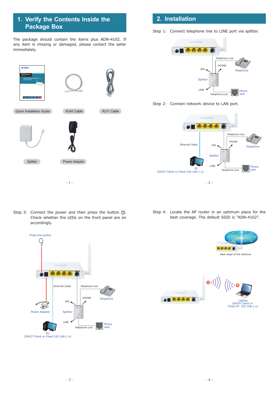 PLANET ADN-4102 User Manual | 2 pages