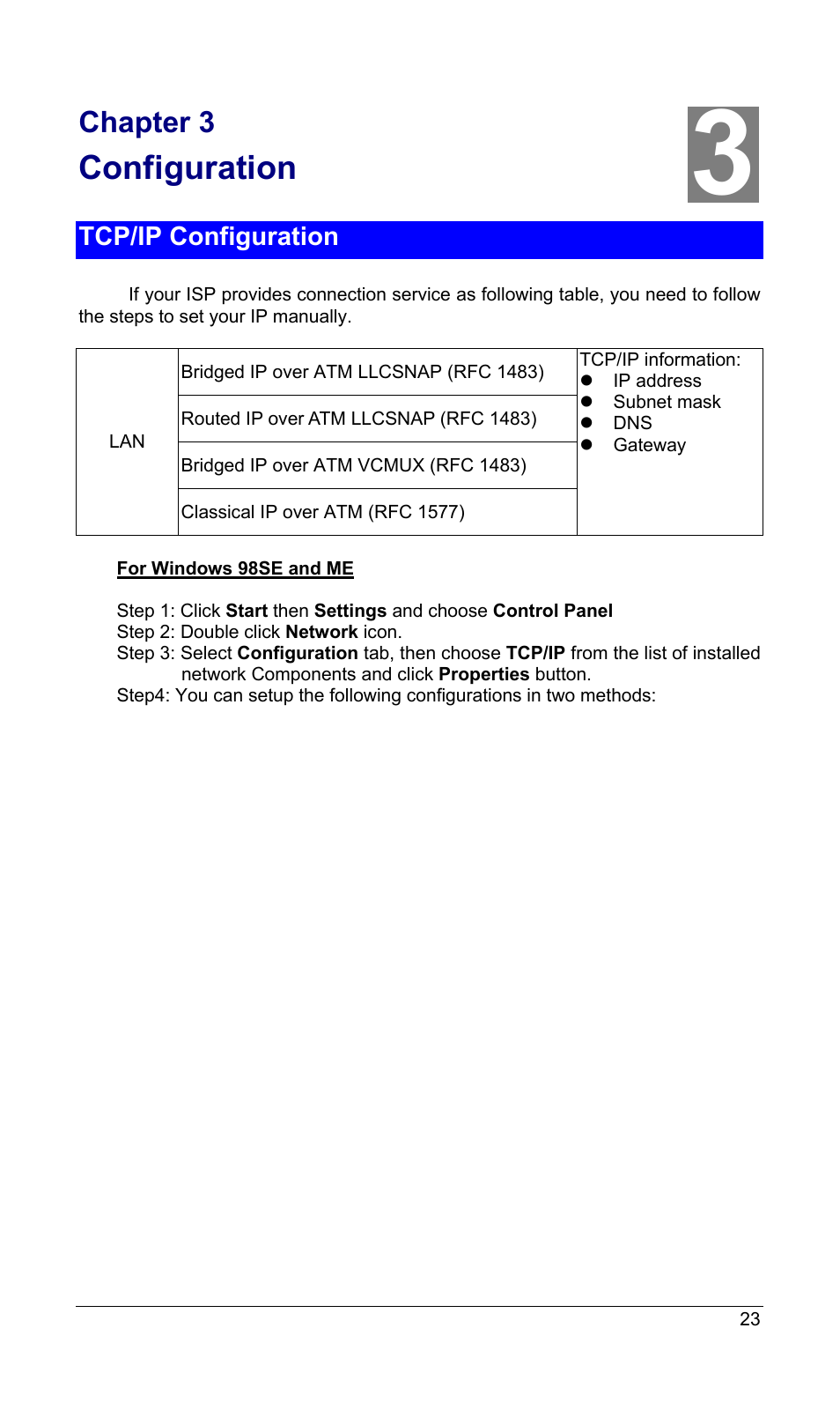 Chapter 3 configuration, Tcp/ip configuration, Tcp/ip c | Onfiguration, Configuration, Chapter 3 | PLANET ADU-2110A User Manual | Page 27 / 37