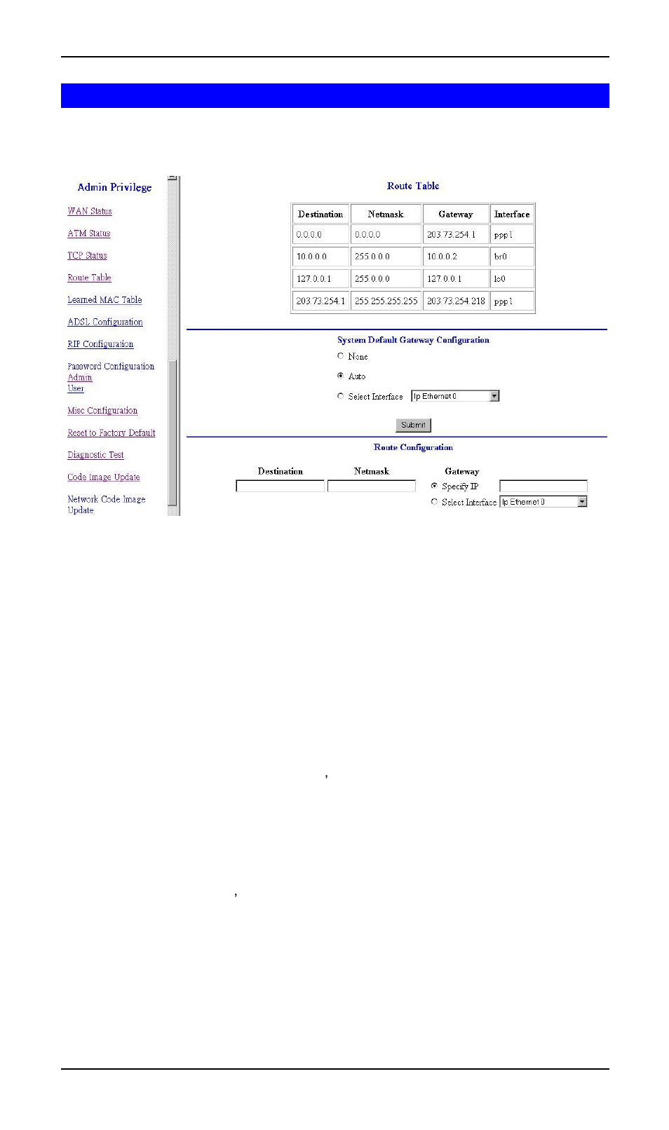 Route table | PLANET ADW-4100 User Manual | Page 46 / 57