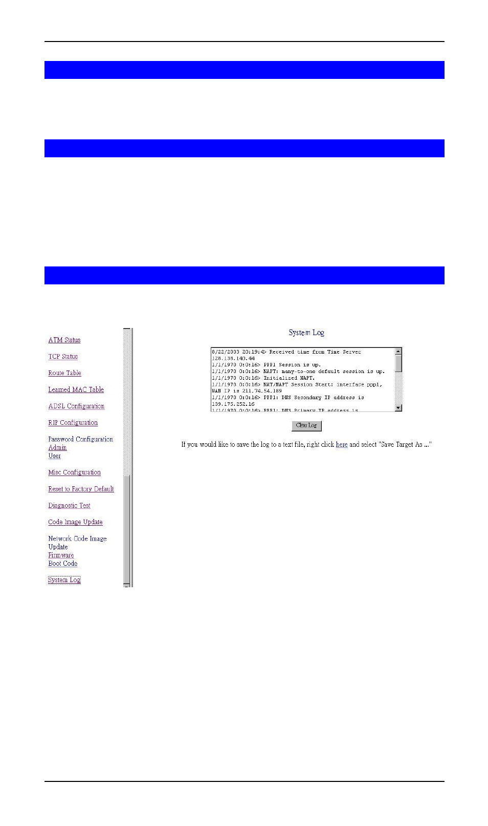 Code image update, Network code image update, System log | PLANET ADW-4100 User Manual | Page 54 / 57