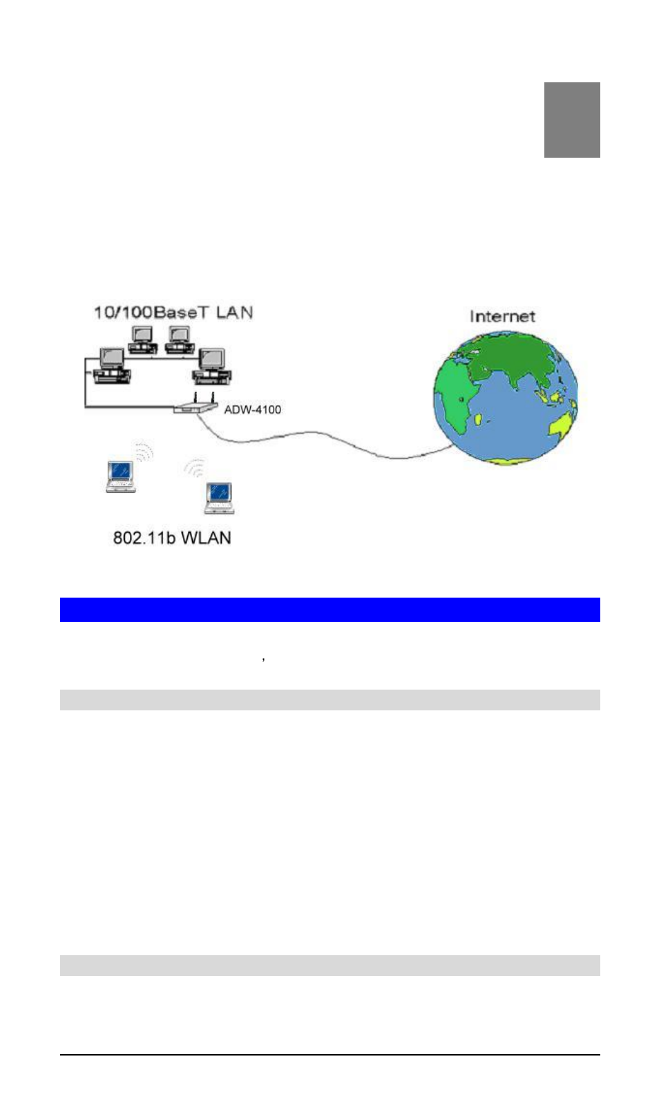 Chapter 1 introduction, Internet access features, Advanced functions | Introduction, Chapter 1 | PLANET ADW-4100 User Manual | Page 7 / 57