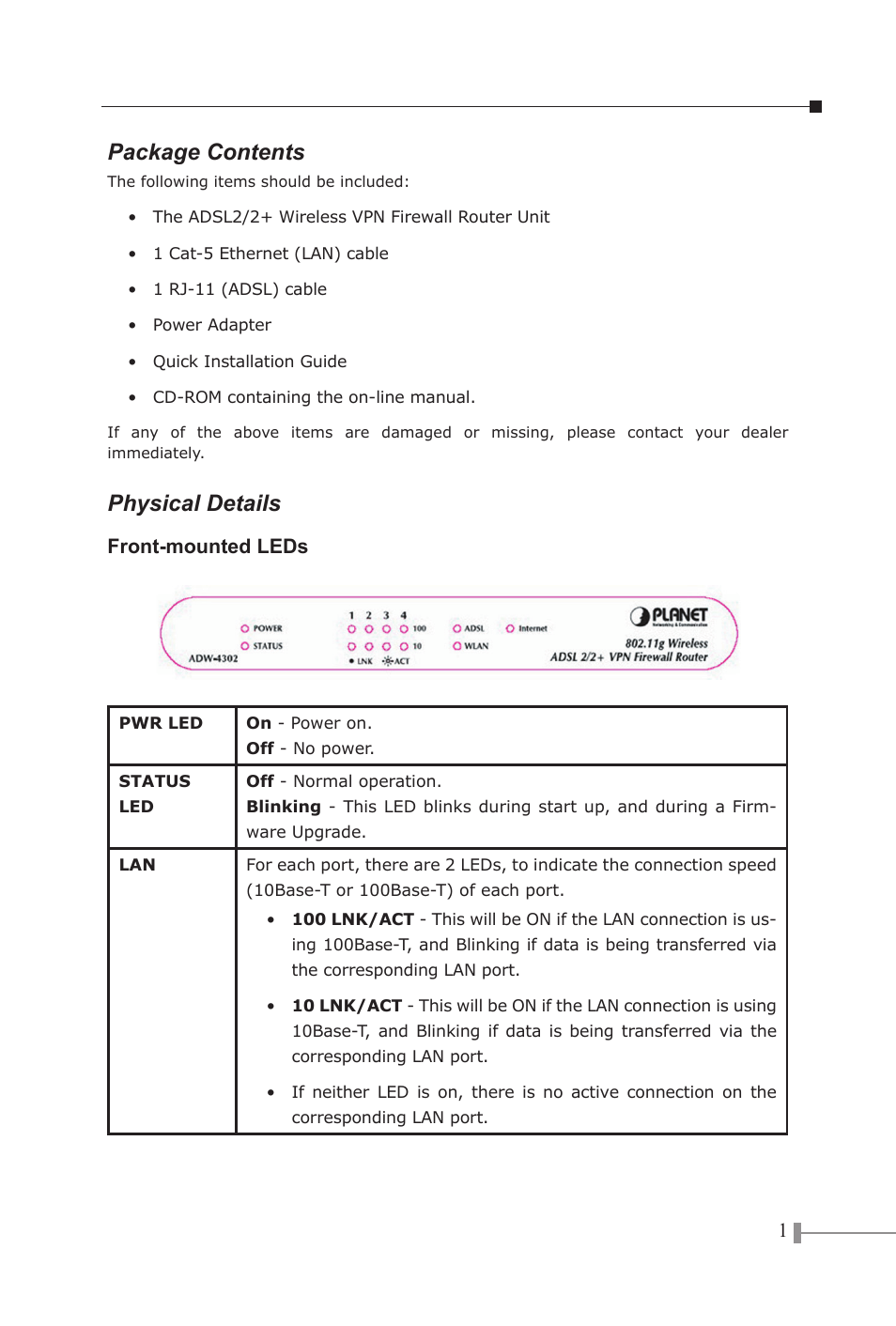 PLANET ADW-4302 User Manual | 8 pages