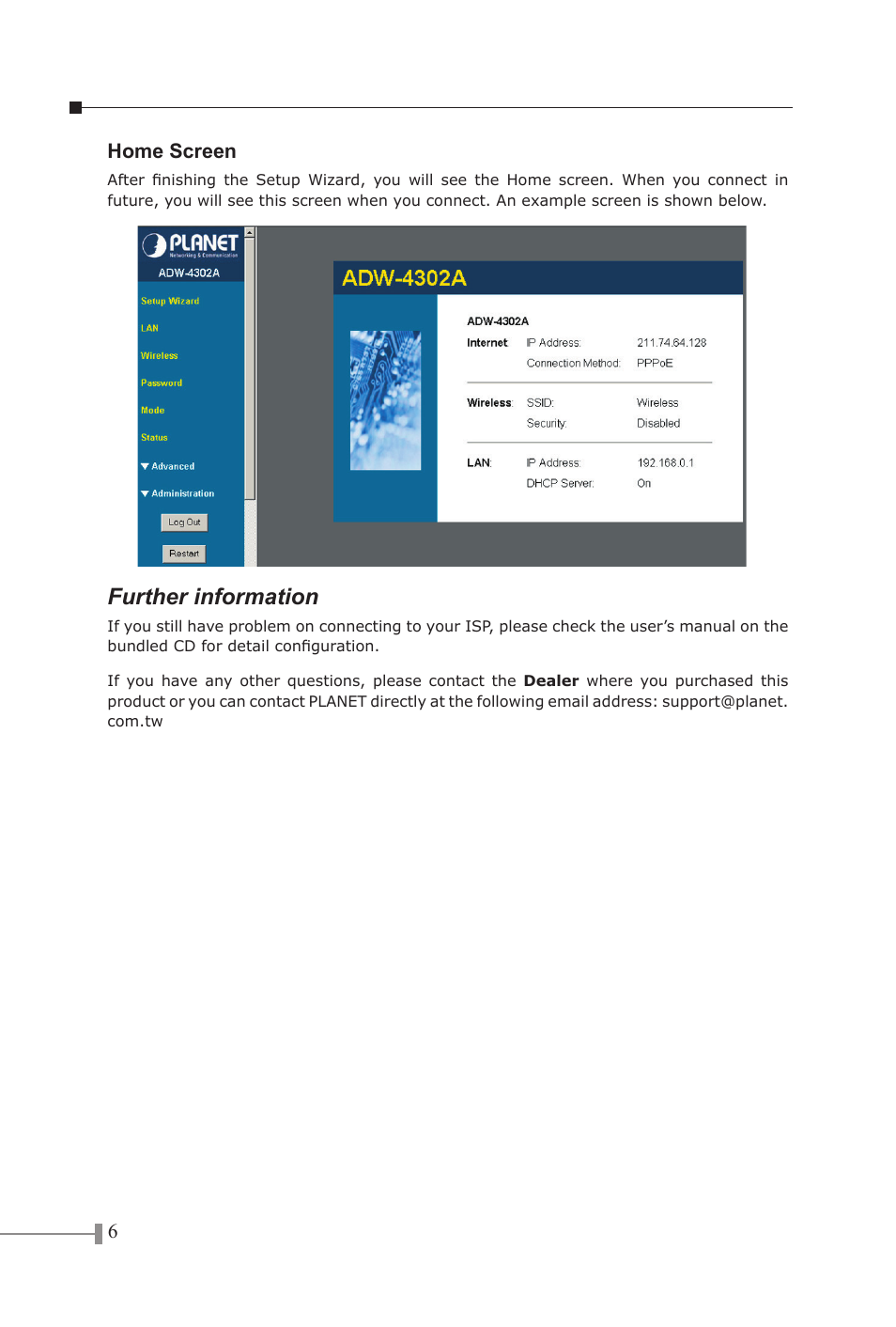 Further information | PLANET ADW-4302 User Manual | Page 6 / 8