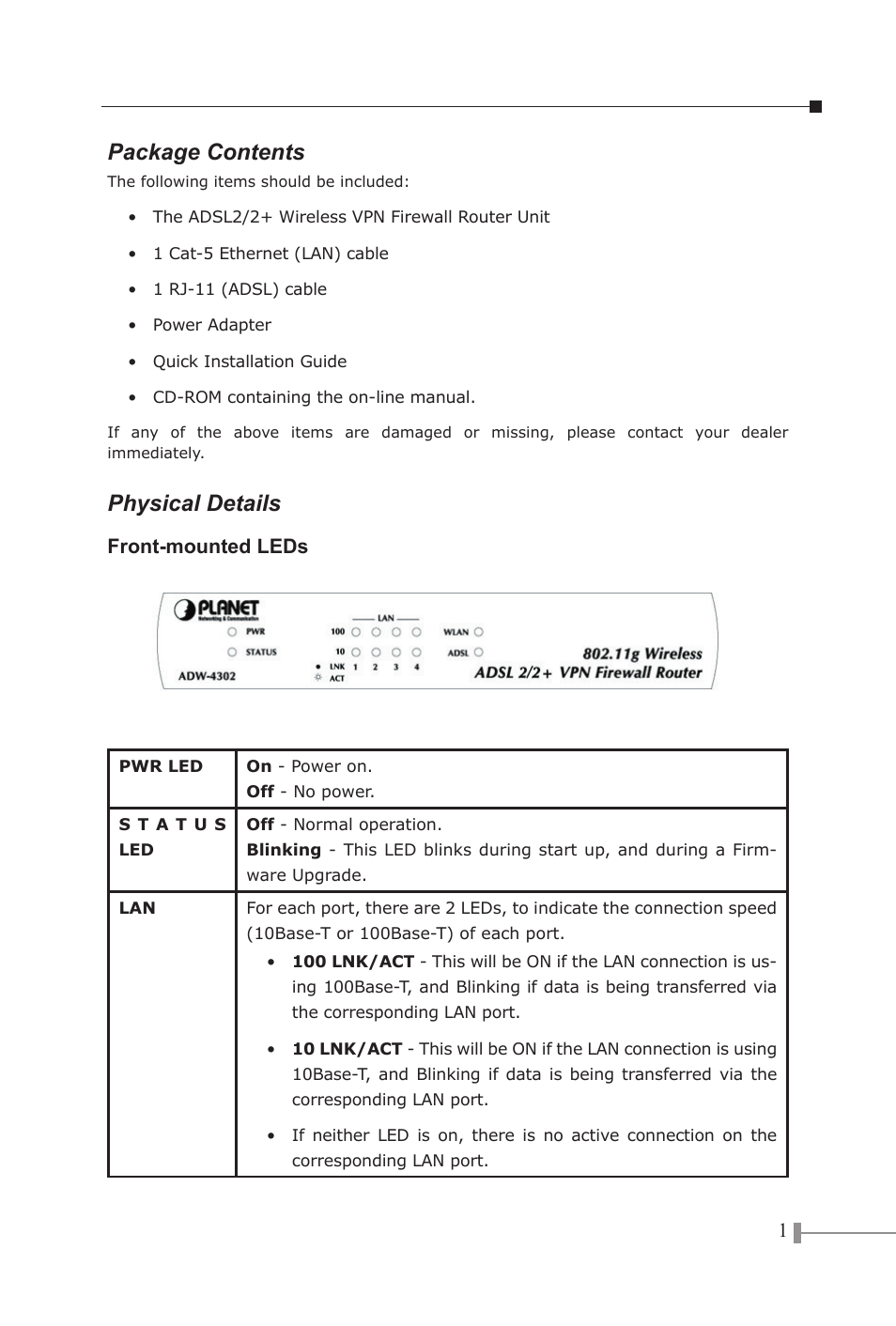 PLANET ADW-4302 User Manual | 6 pages