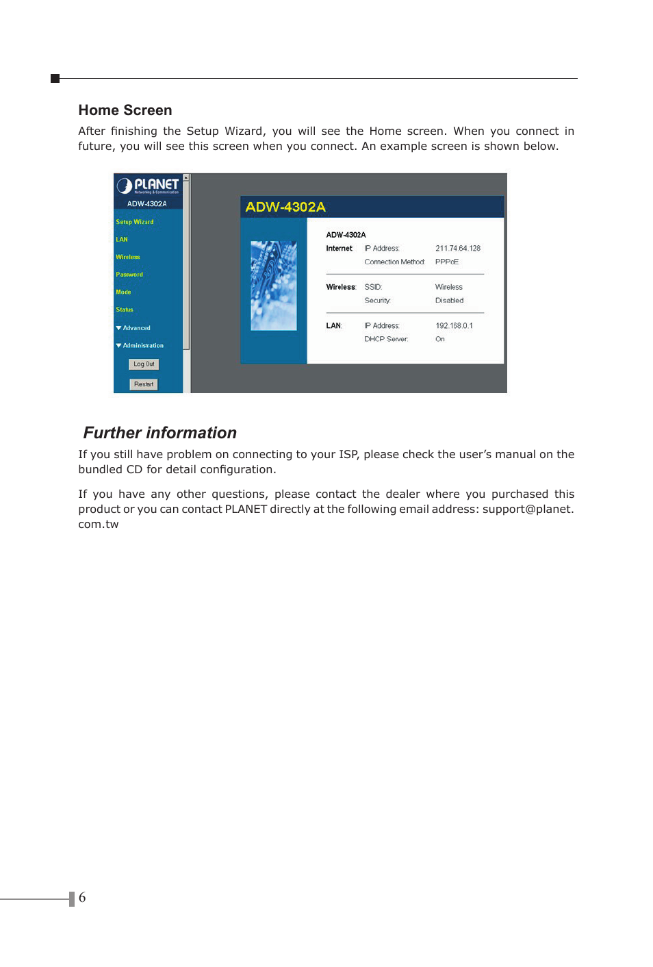 Further information | PLANET ADW-4302 User Manual | Page 6 / 6