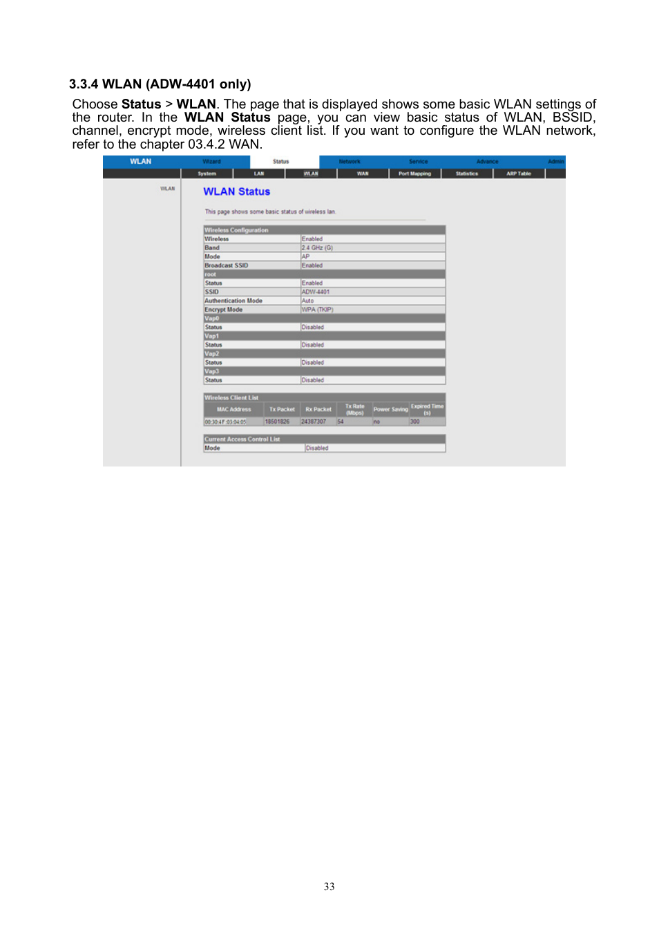 4 wlan (adw-4401 only) | PLANET ADW-4401 User Manual | Page 33 / 84