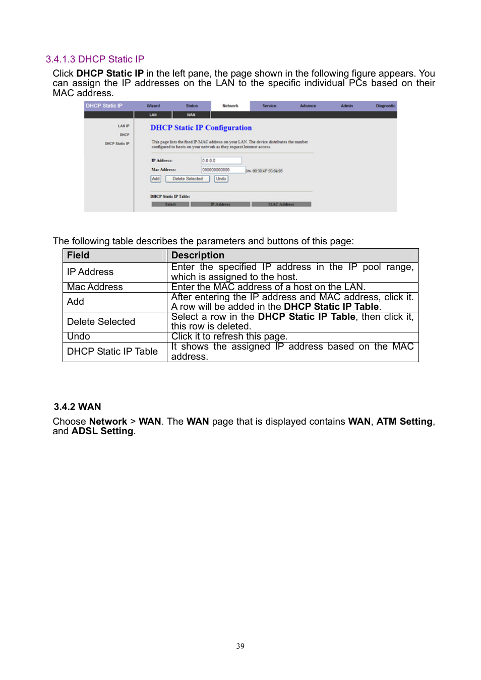 2 wan, 3 dhcp static ip | PLANET ADW-4401 User Manual | Page 39 / 84