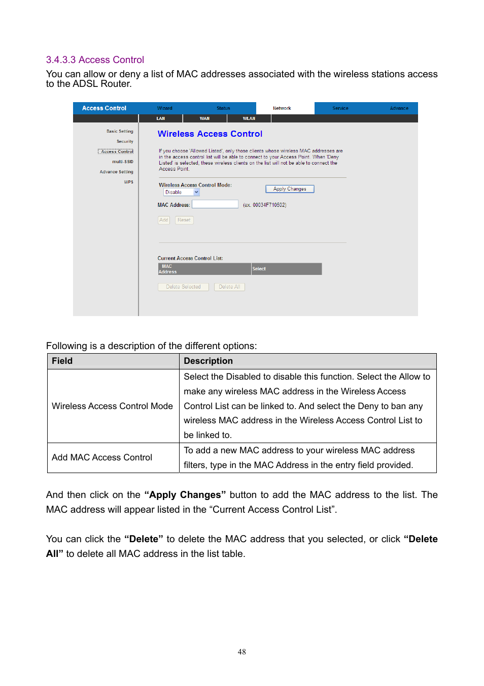 3 access control | PLANET ADW-4401 User Manual | Page 48 / 84