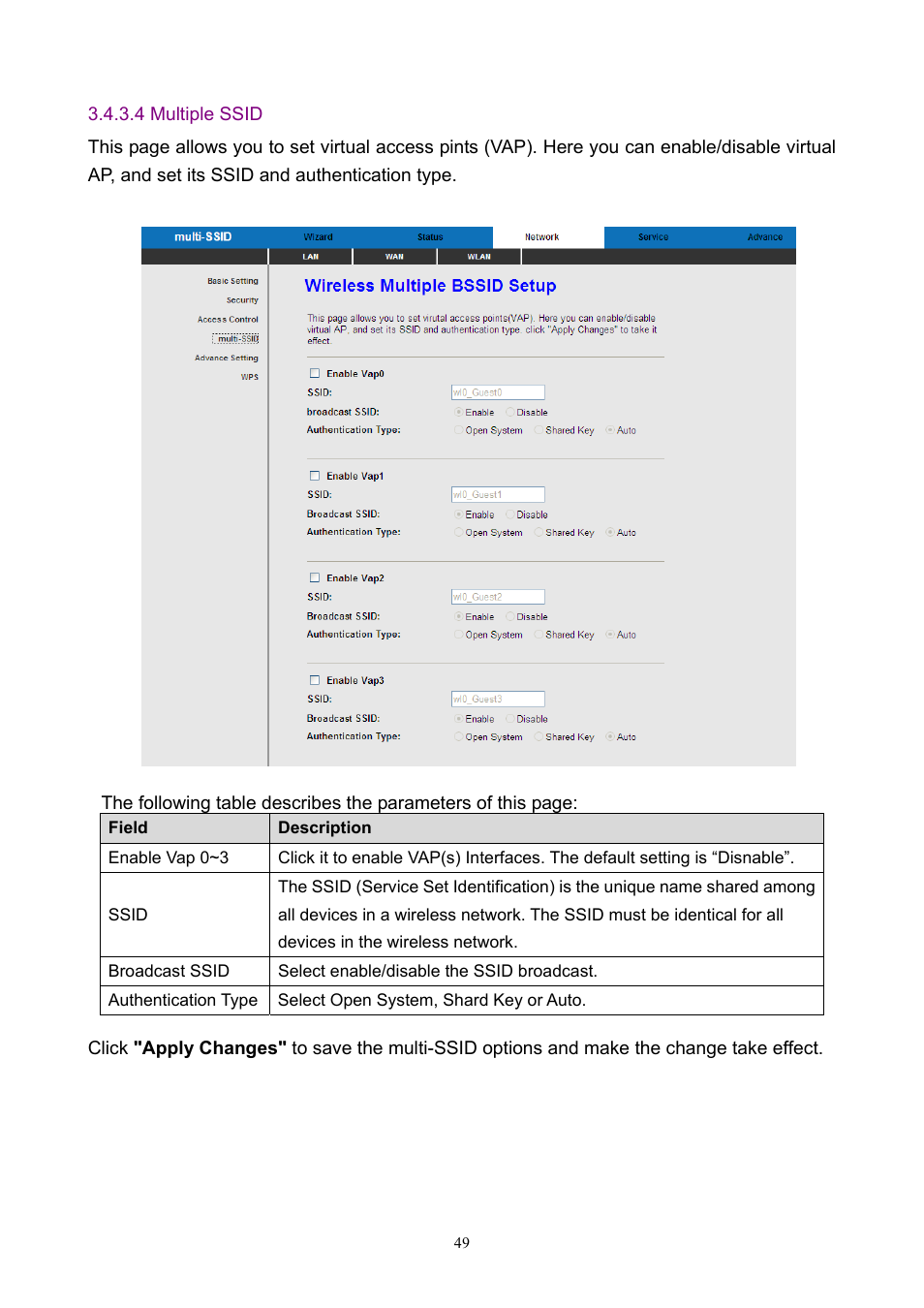 4 multiple ssid | PLANET ADW-4401 User Manual | Page 49 / 84