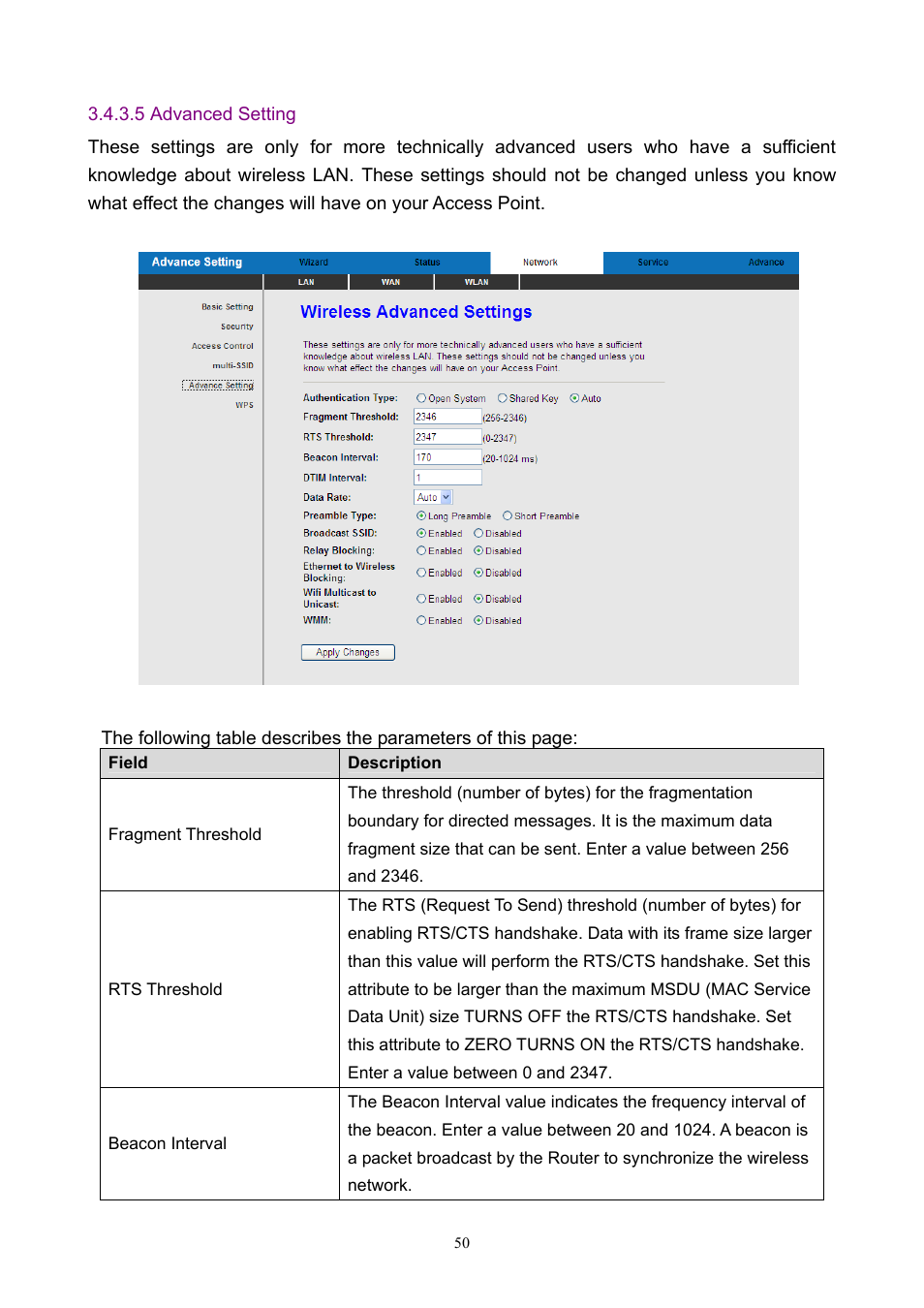 5 advanced setting | PLANET ADW-4401 User Manual | Page 50 / 84