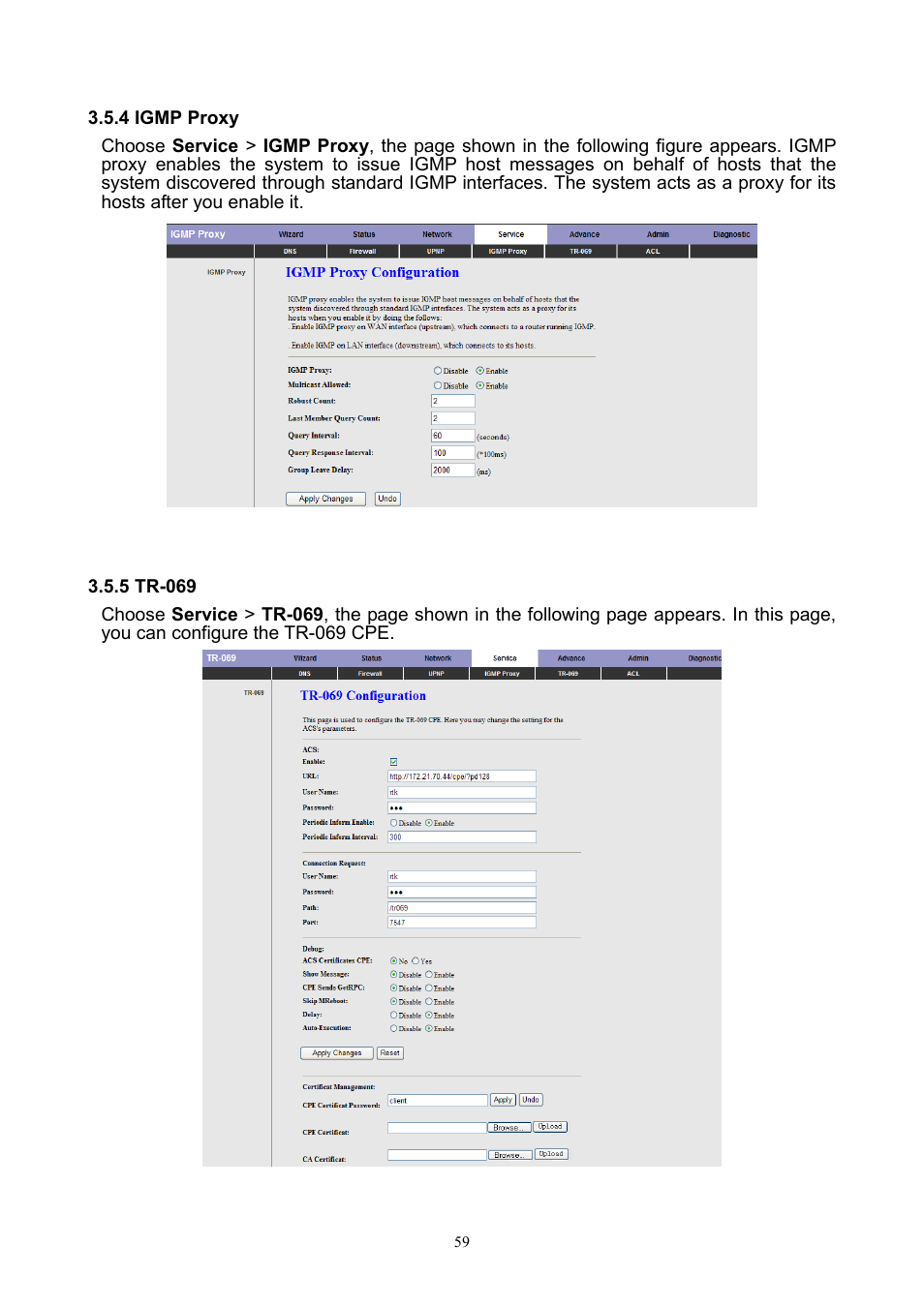 4 igmp proxy, 5 tr-069 | PLANET ADW-4401 User Manual | Page 59 / 84