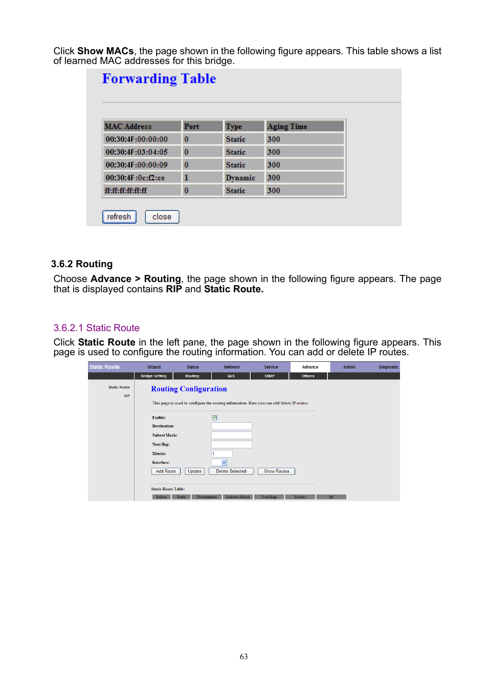 2 routing, 1 static route | PLANET ADW-4401 User Manual | Page 63 / 84