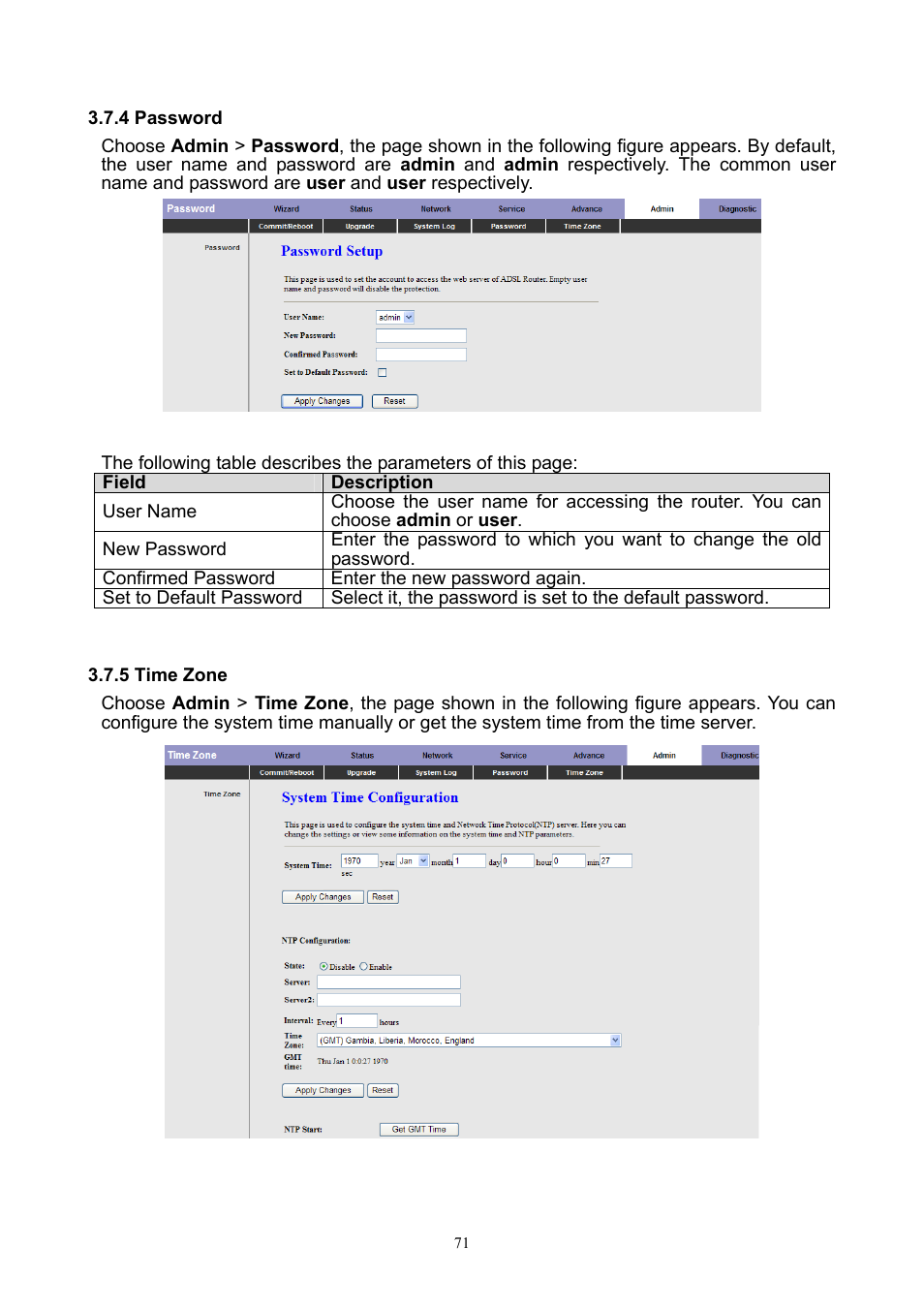 4 password, 5 time zone | PLANET ADW-4401 User Manual | Page 71 / 84