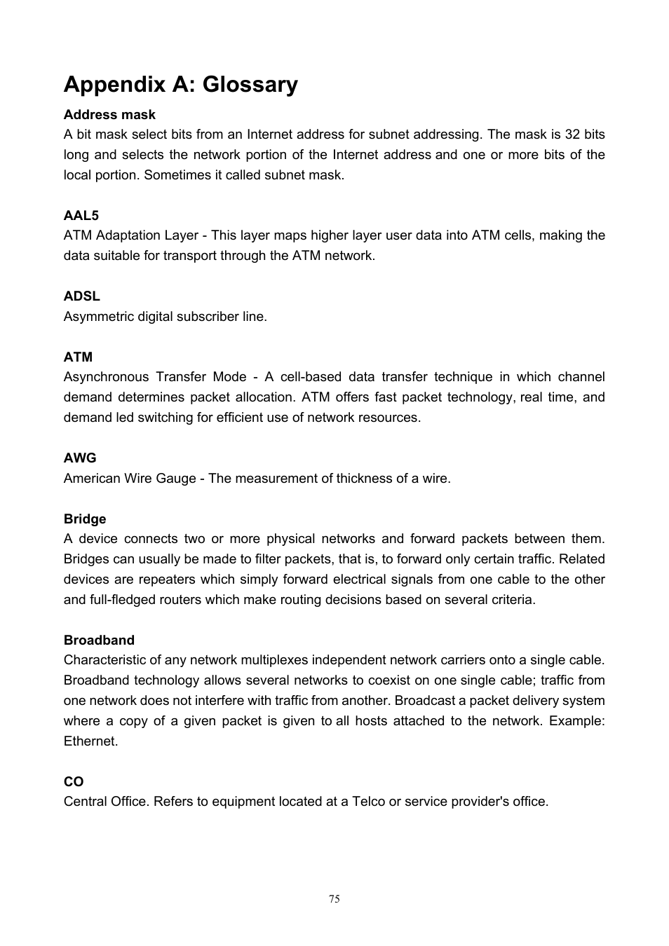 Appendix a: glossary | PLANET ADW-4401 User Manual | Page 75 / 84