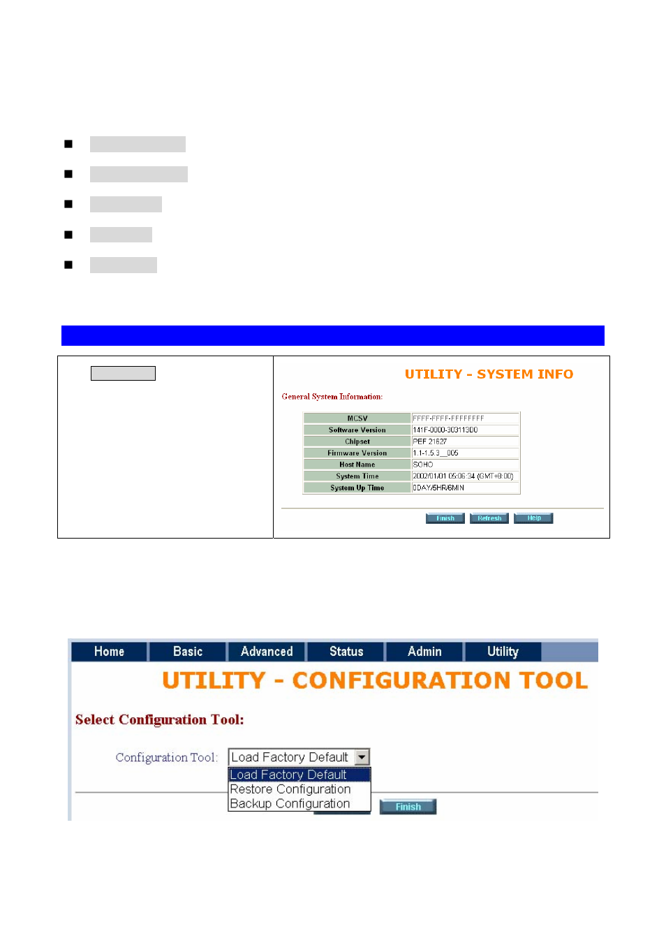 5 utility, 1 system info, 2 config tool | Tility | PLANET GRT-501 User Manual | Page 39 / 52