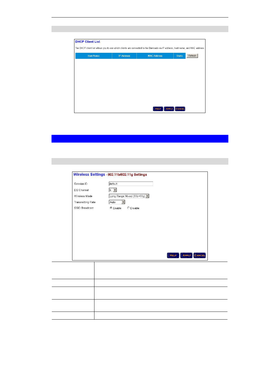 2 dhcp client list, 4 wireless, 1 wireless settings | PLANET PRT-301W User Manual | Page 21 / 32