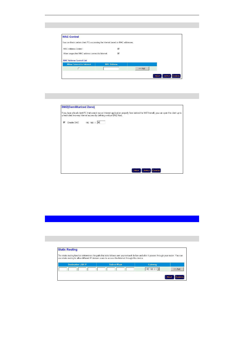 3 mac control, 4 dmz, 7 routing | 1 static routing | PLANET PRT-301W User Manual | Page 25 / 32