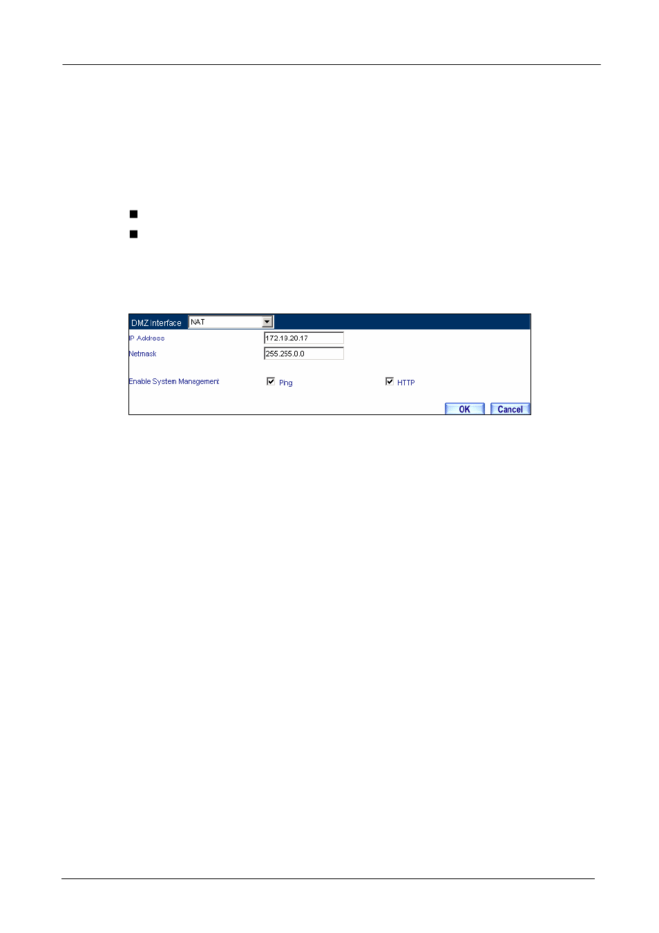 4 dmz, Setting dmz interface address (nat mode) | PLANET BM-525 User Manual | Page 53 / 205