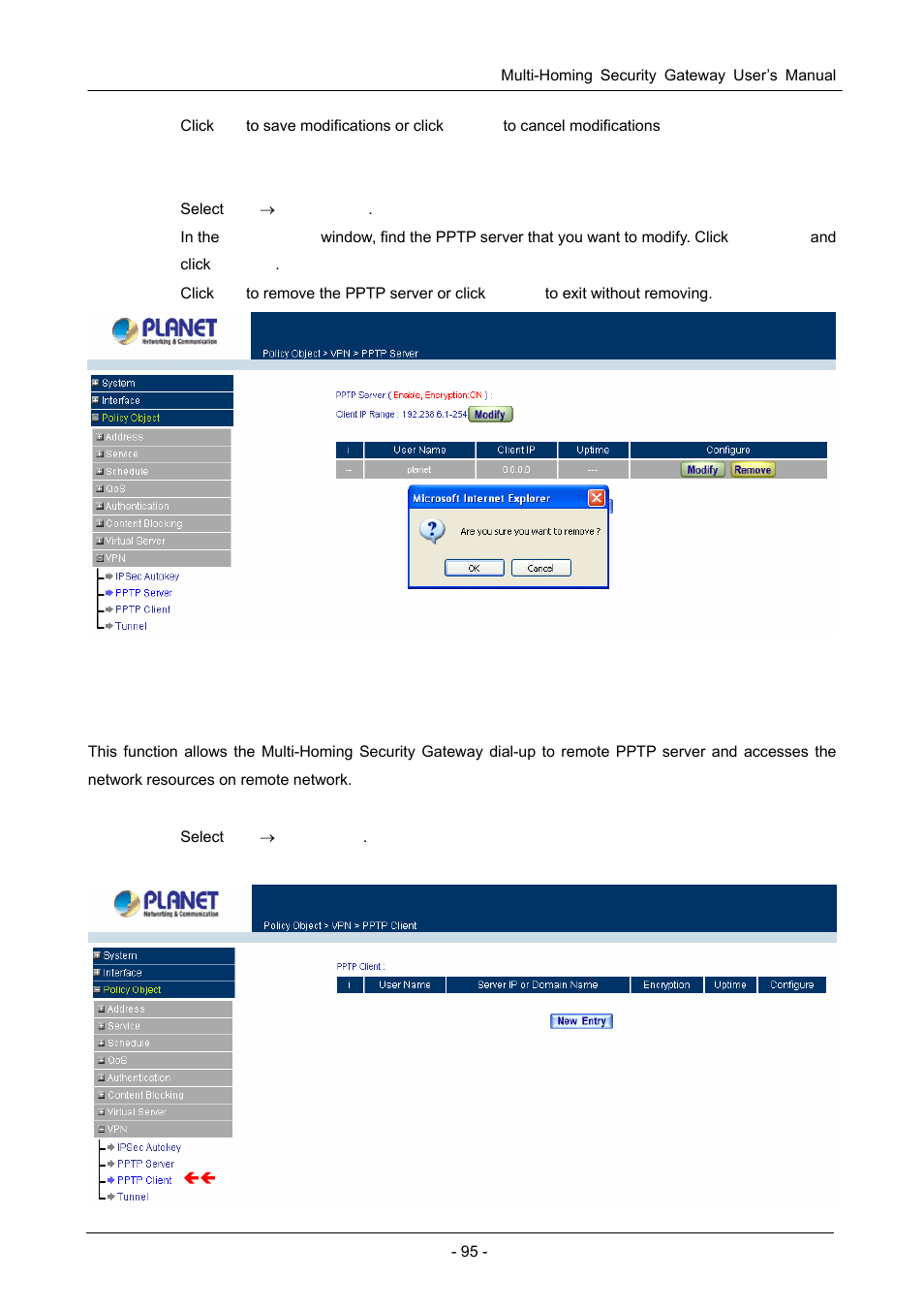3 pptp client | PLANET CS-1000 User Manual | Page 101 / 226