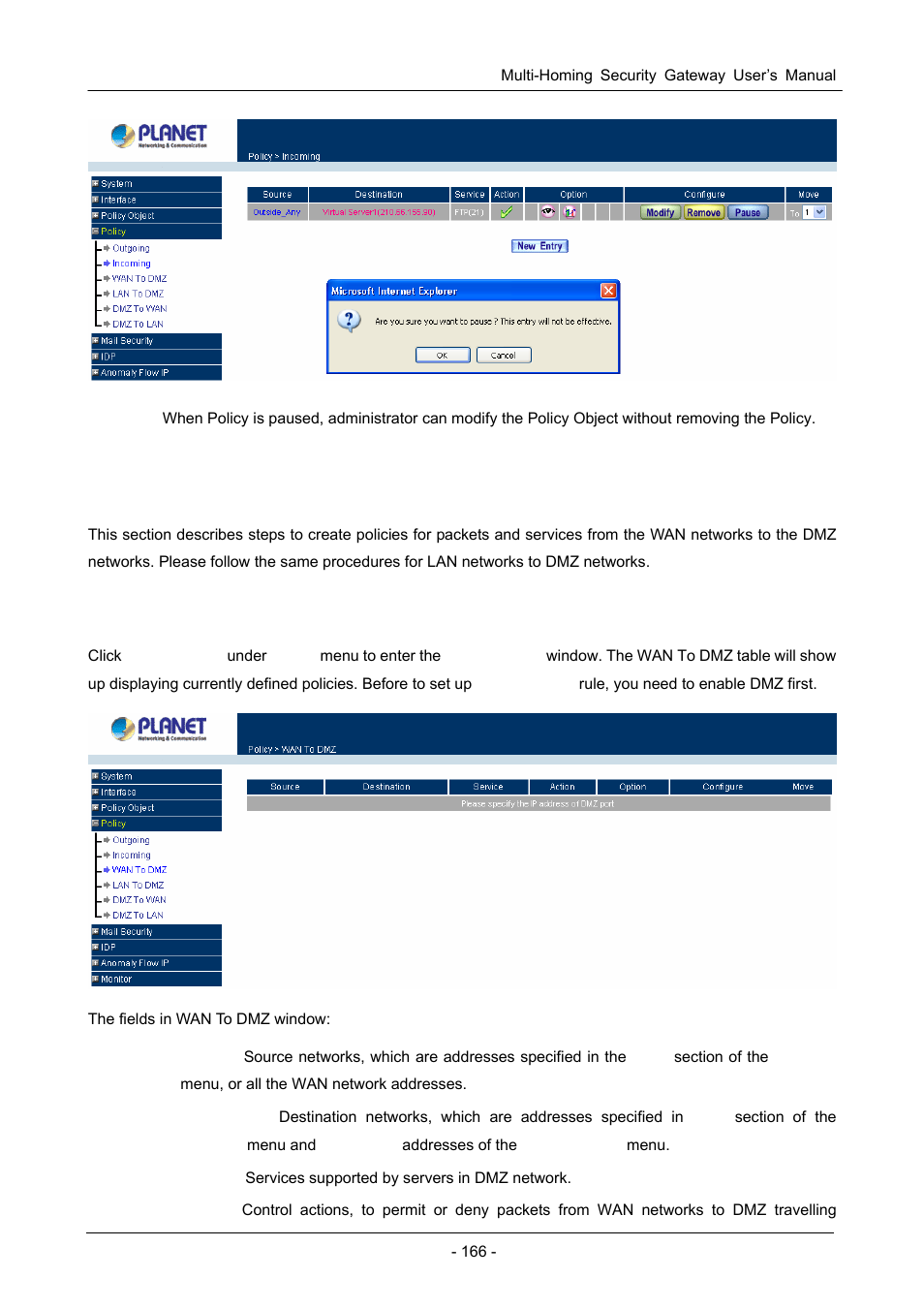 3 wan to dmz & lan to dmz | PLANET CS-1000 User Manual | Page 172 / 226