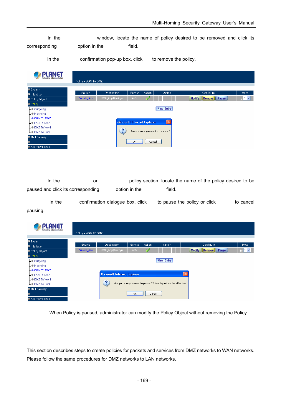4 dmz to wan & dmz to lan | PLANET CS-1000 User Manual | Page 175 / 226