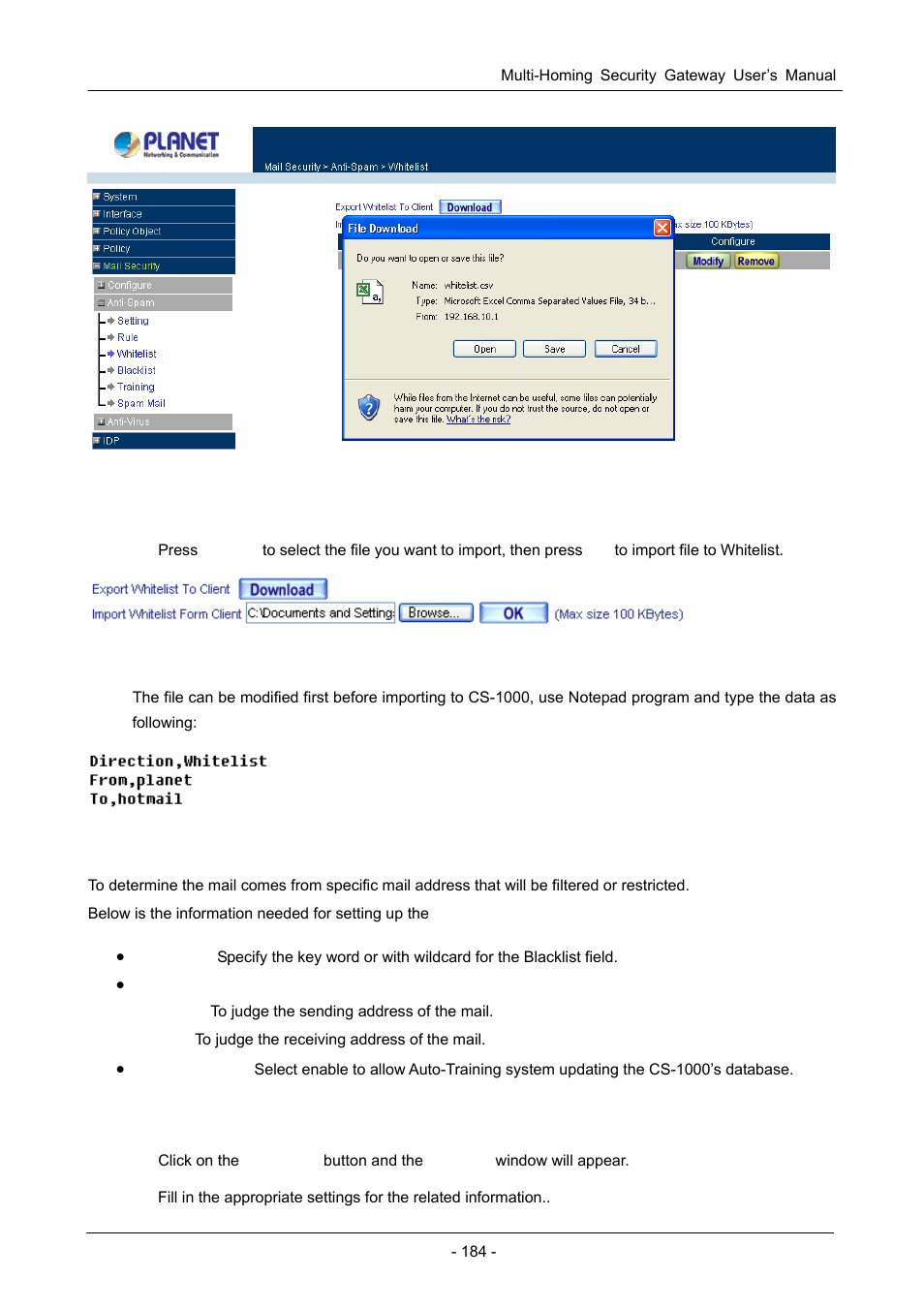 4 blacklist | PLANET CS-1000 User Manual | Page 190 / 226