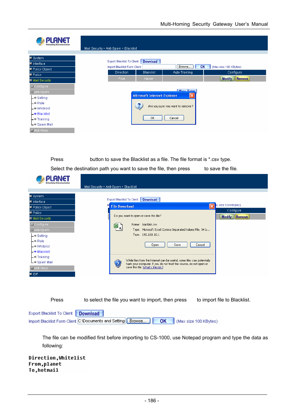 PLANET CS-1000 User Manual | Page 192 / 226