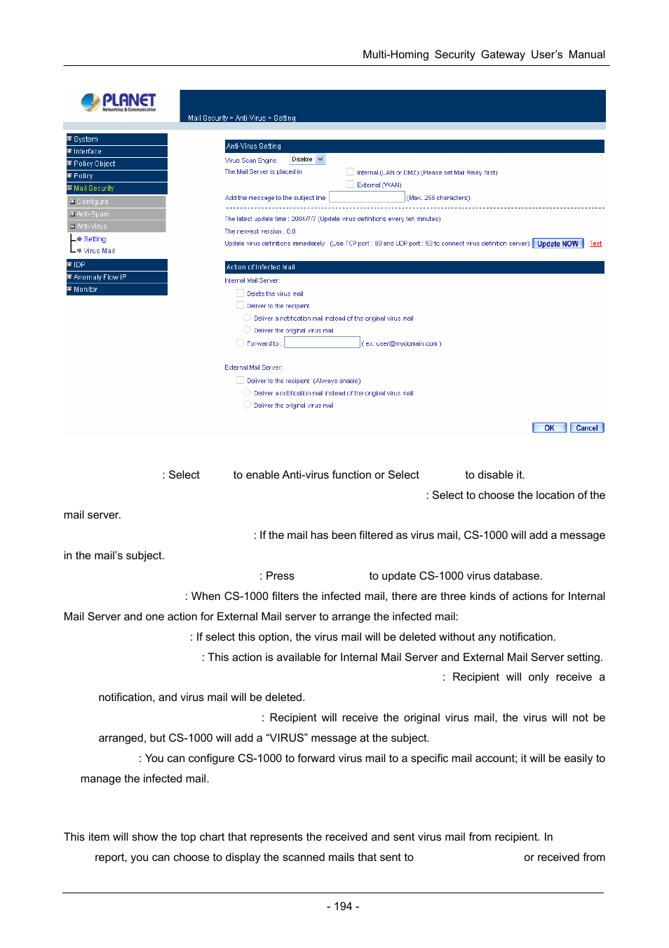 2 virus mail | PLANET CS-1000 User Manual | Page 200 / 226