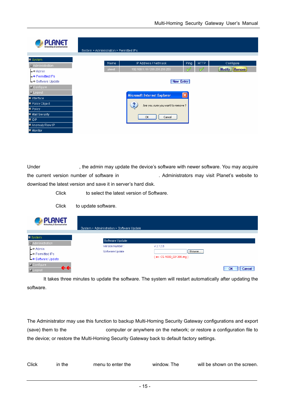 3 software update, 4 setting | PLANET CS-1000 User Manual | Page 21 / 226