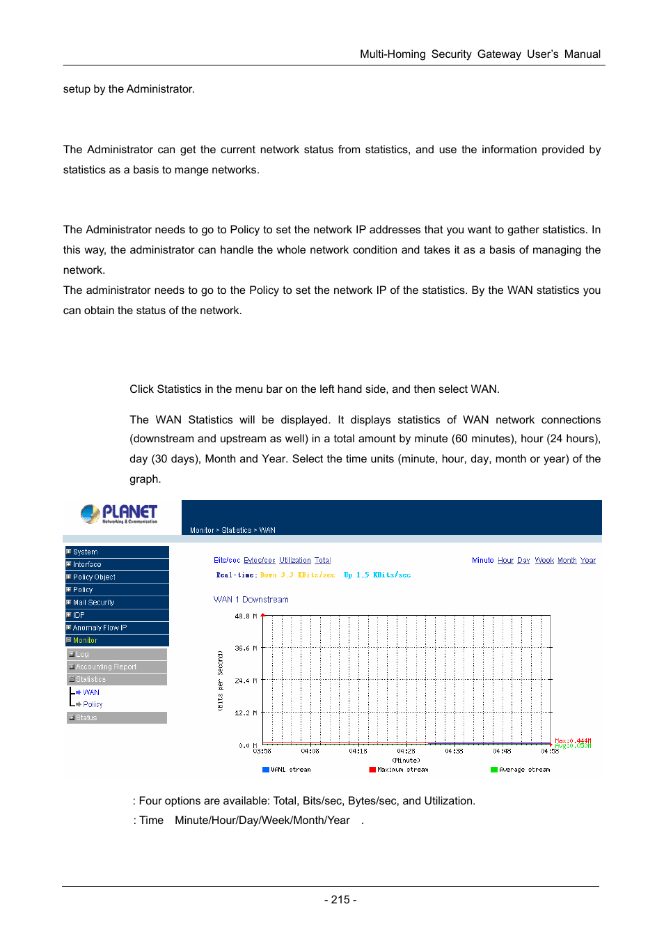 1 wan statistics | PLANET CS-1000 User Manual | Page 221 / 226