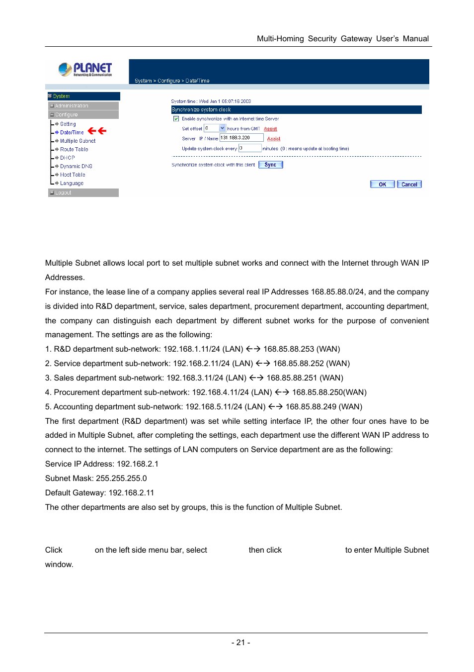6 multiple subnet | PLANET CS-1000 User Manual | Page 27 / 226