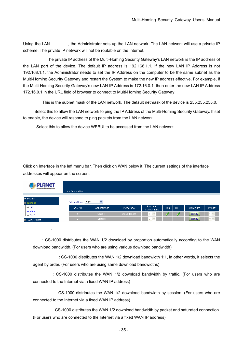 2 wan | PLANET CS-1000 User Manual | Page 41 / 226