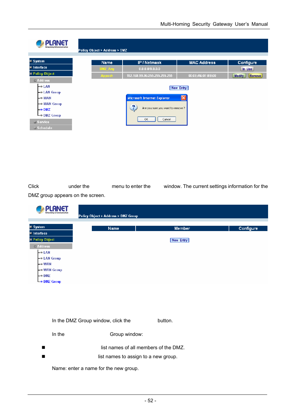 6 dmz group | PLANET CS-1000 User Manual | Page 58 / 226