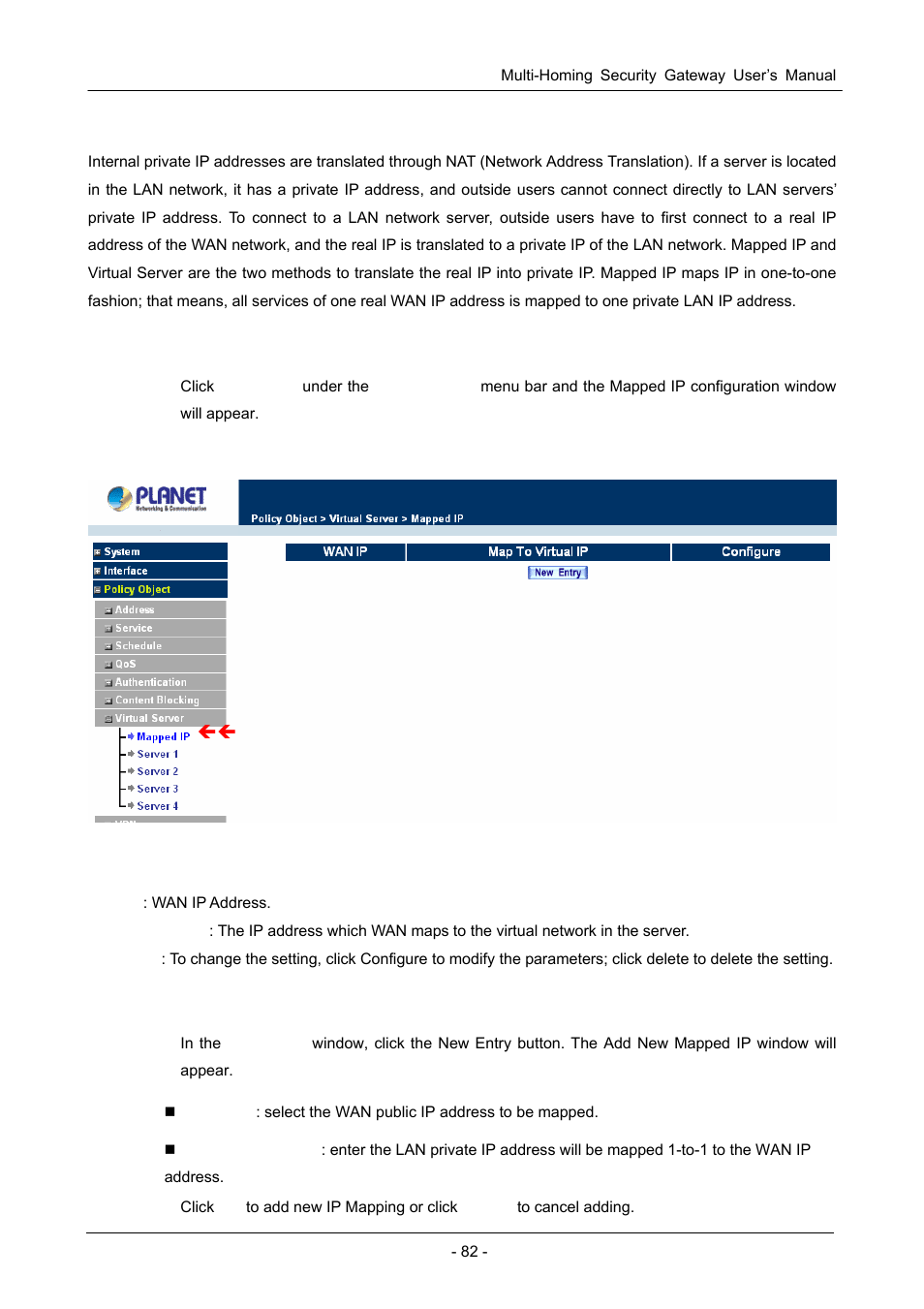 1 mapped ip | PLANET CS-1000 User Manual | Page 88 / 226