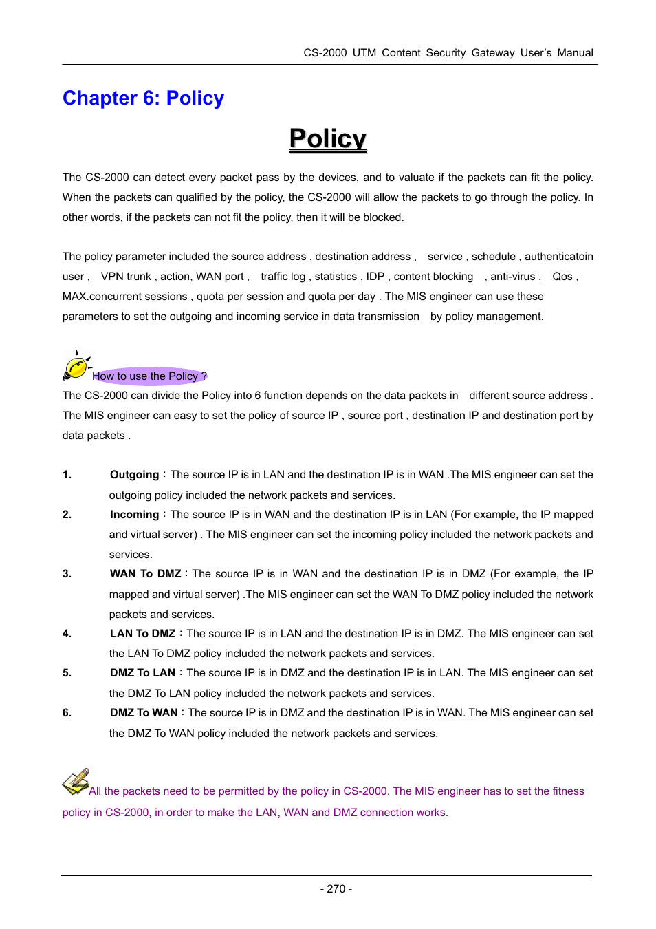 Chapter 6: policy | PLANET CS-2000 User Manual | Page 276 / 573