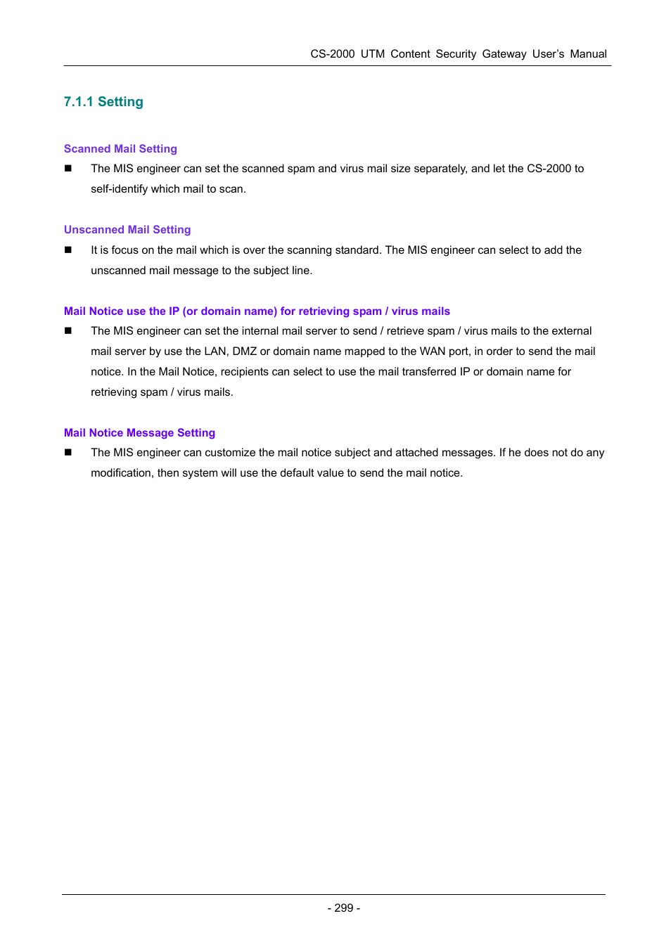 1 setting | PLANET CS-2000 User Manual | Page 305 / 573