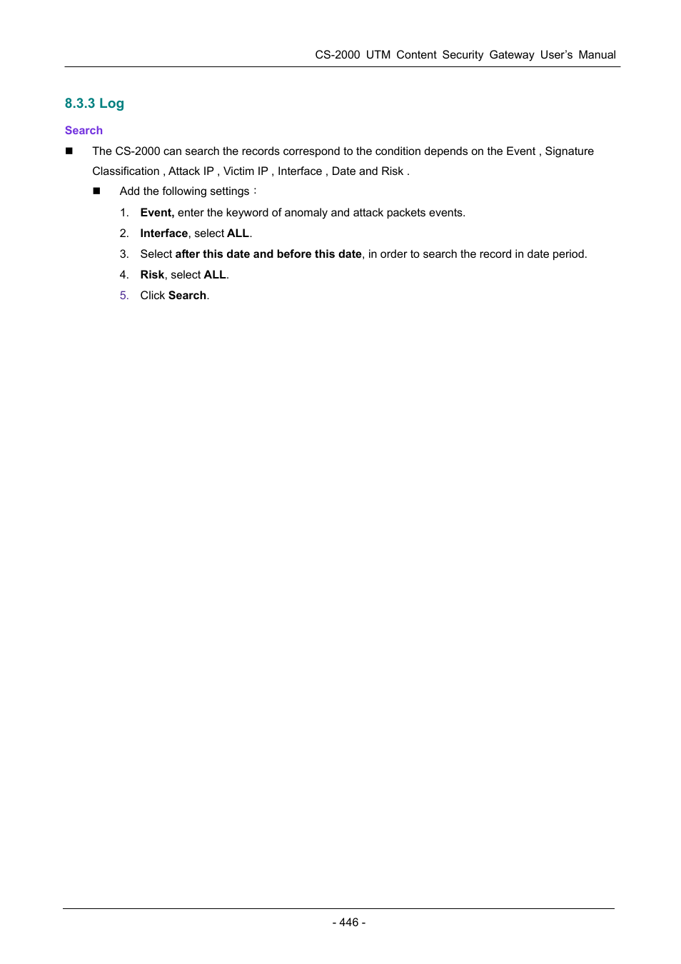 3 log | PLANET CS-2000 User Manual | Page 452 / 573