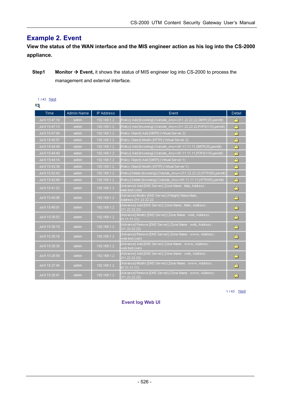 Example 2. event | PLANET CS-2000 User Manual | Page 532 / 573