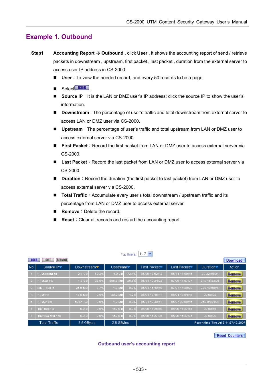 Example 1. outbound | PLANET CS-2000 User Manual | Page 539 / 573