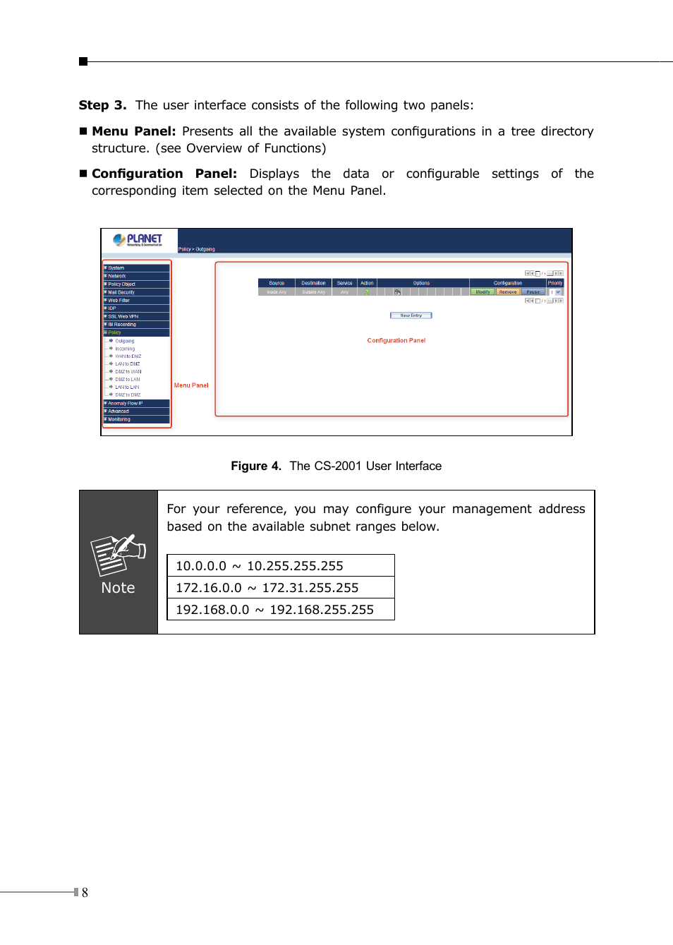 PLANET CS-2001 User Manual | Page 8 / 16