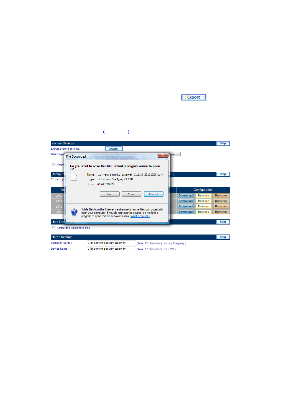 1 settings, 1 exporting system settings | PLANET CS-2001 User Manual | Page 46 / 848