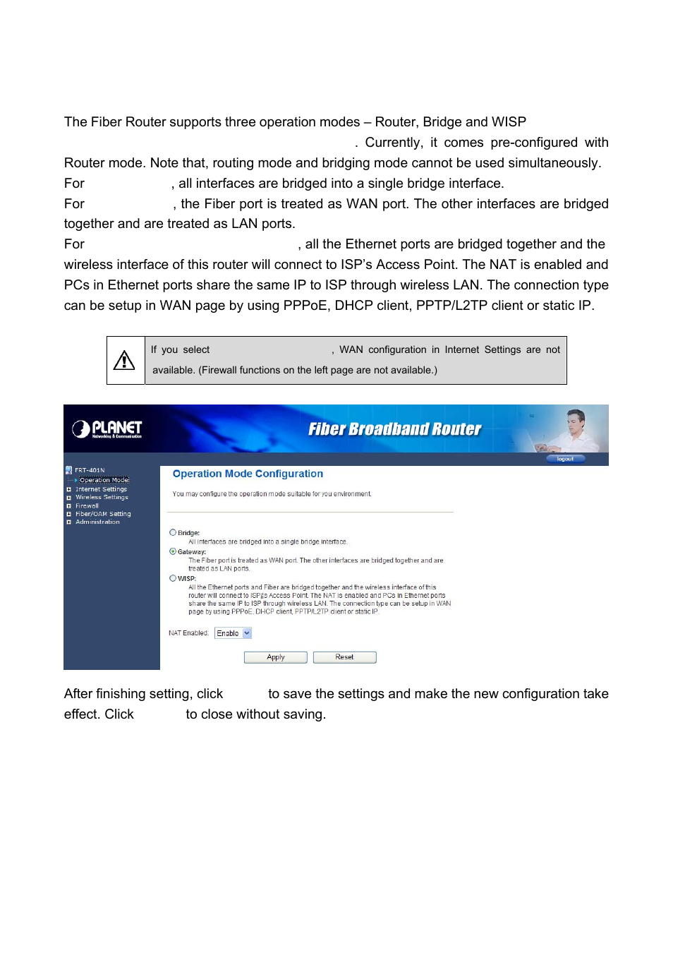 1 operation mode | PLANET FRT-401 User Manual | Page 24 / 76
