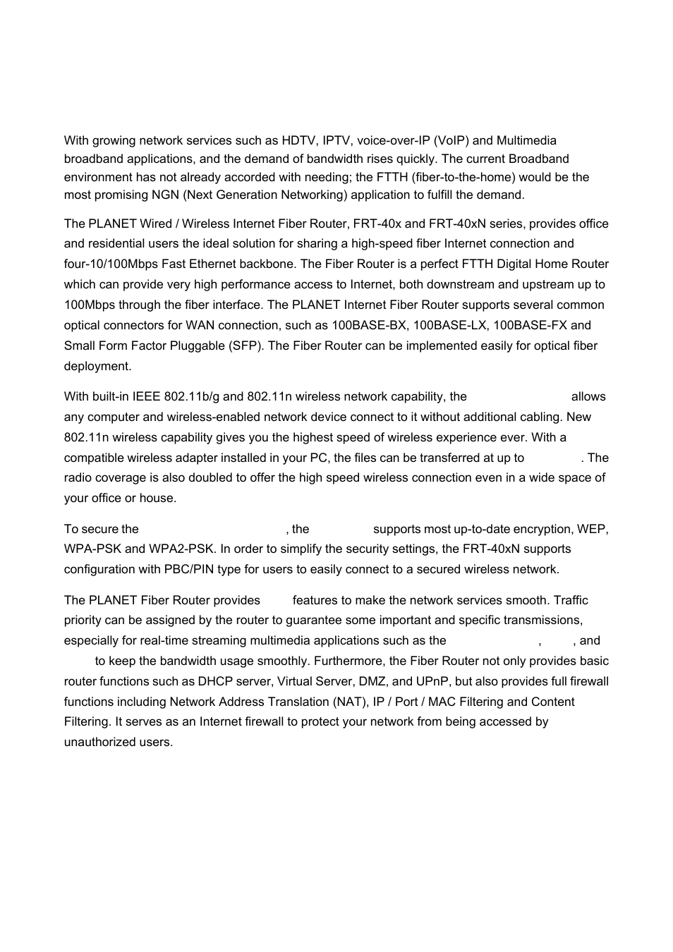 Introduction | PLANET FRT-401 User Manual | Page 6 / 76