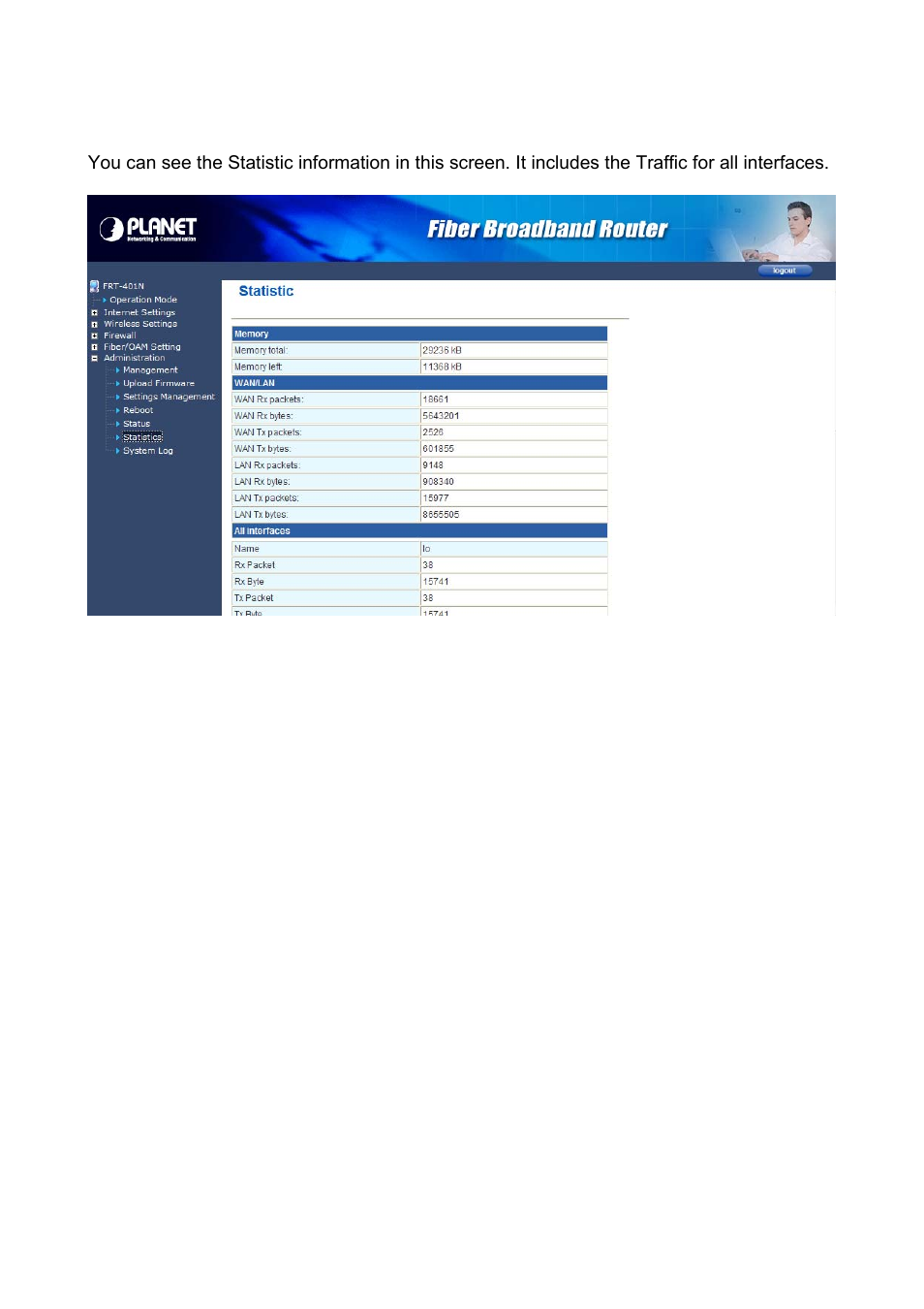 6 statistics | PLANET FRT-401 User Manual | Page 63 / 76